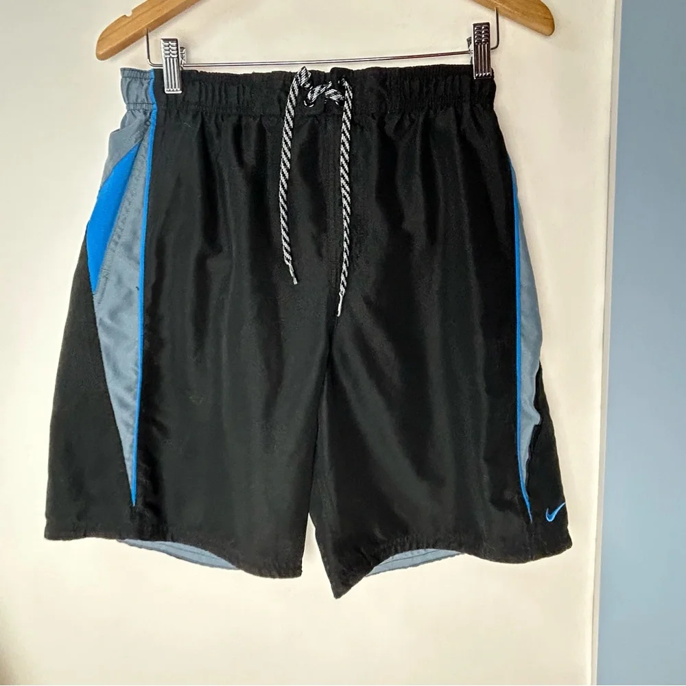 Nike‎ Black & Blue Stripe Swim Shorts Men's Medium